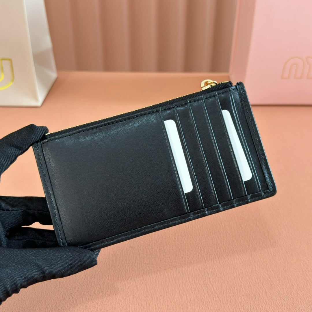 Matelassé Leather Envelope Wallet Black