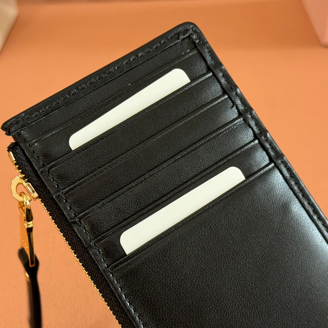 Matelassé Leather Envelope Wallet Black
