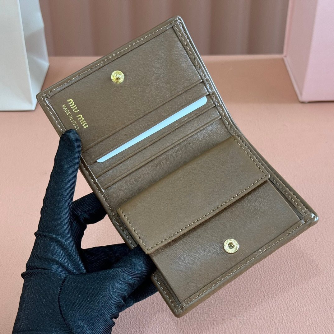 Small Matelassé Nappa Leather Wallet Caramel