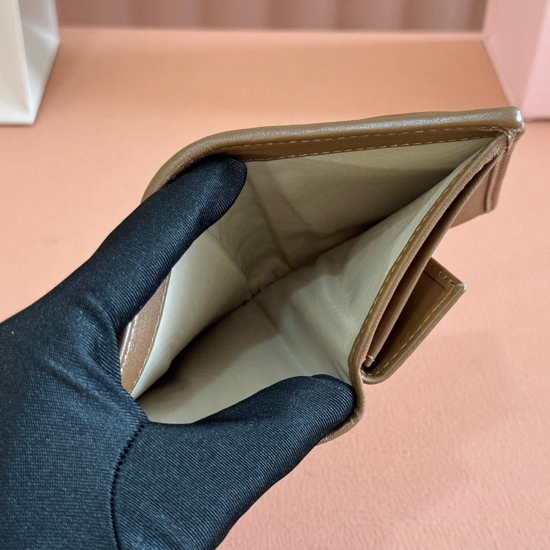 Small Matelassé Nappa Leather Wallet Caramel