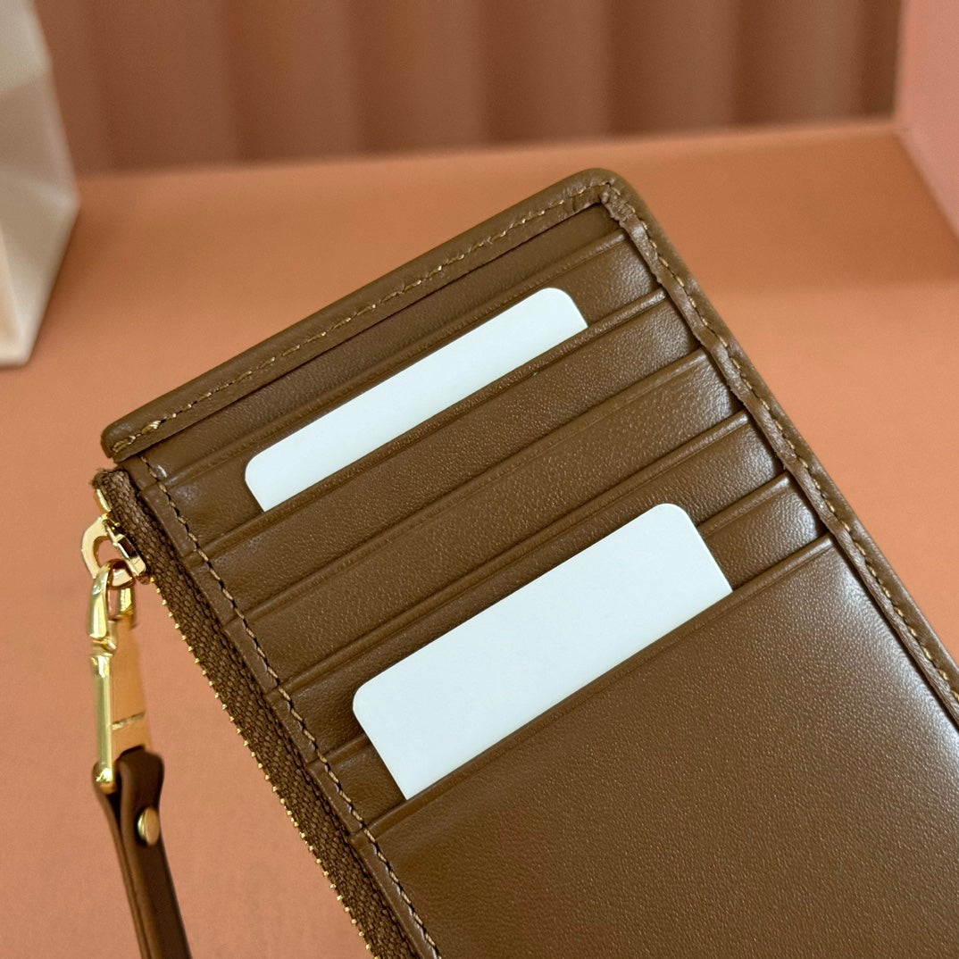 Matelassé Leather Envelope Wallet Caramel