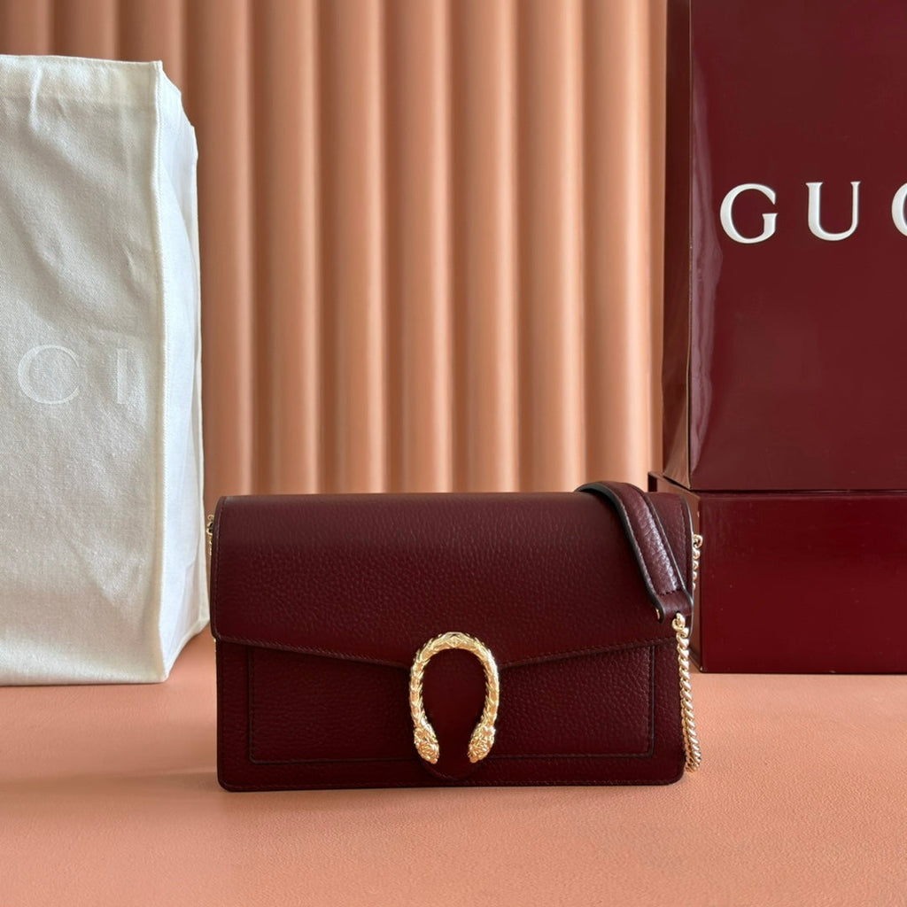 Gucci 25S Dionysus Wallet On Chain 20 in Rosso Ancora Calfskin