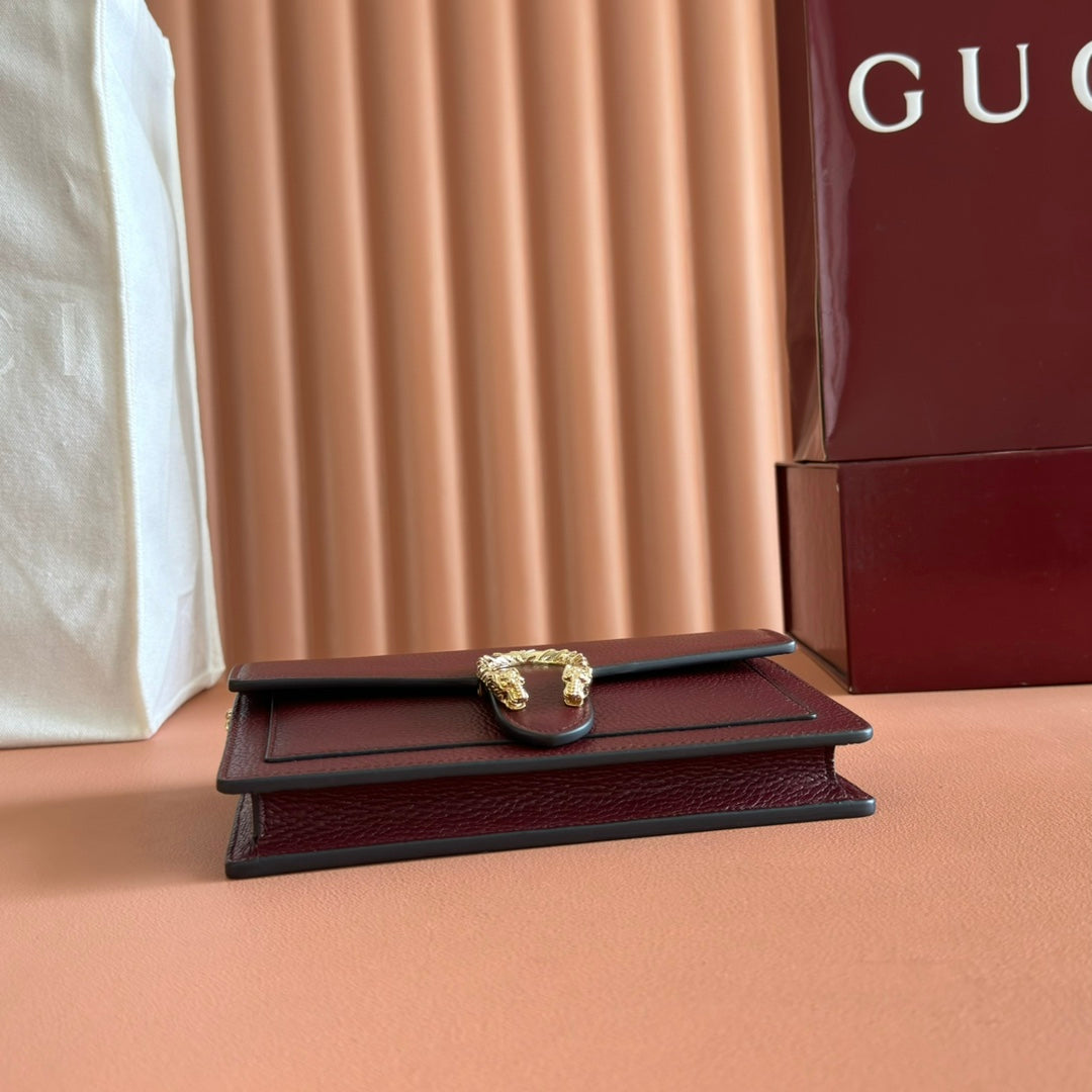 Gucci 25S Dionysus Wallet On Chain 20 in Rosso Ancora Calfskin