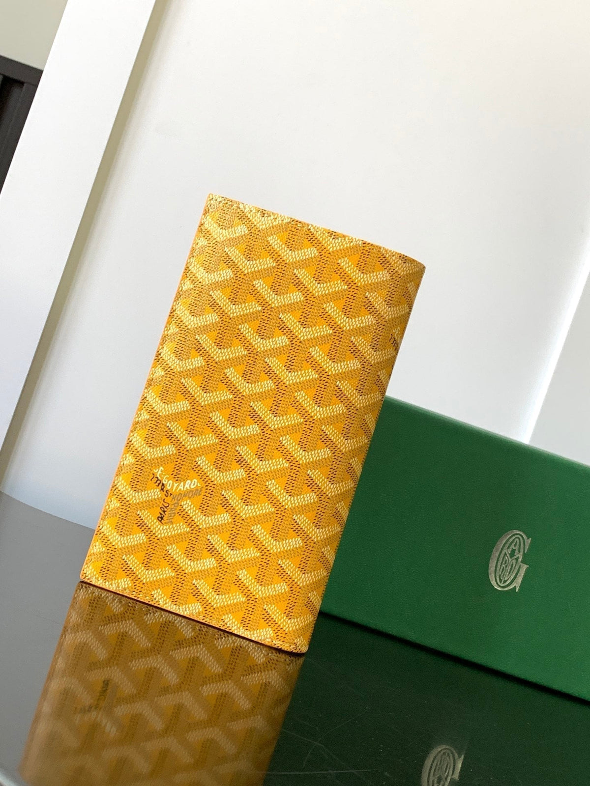 Goyard Richelieu Checkbook Wallet 19 in Yellow Goyardine Canvas and Calfskin