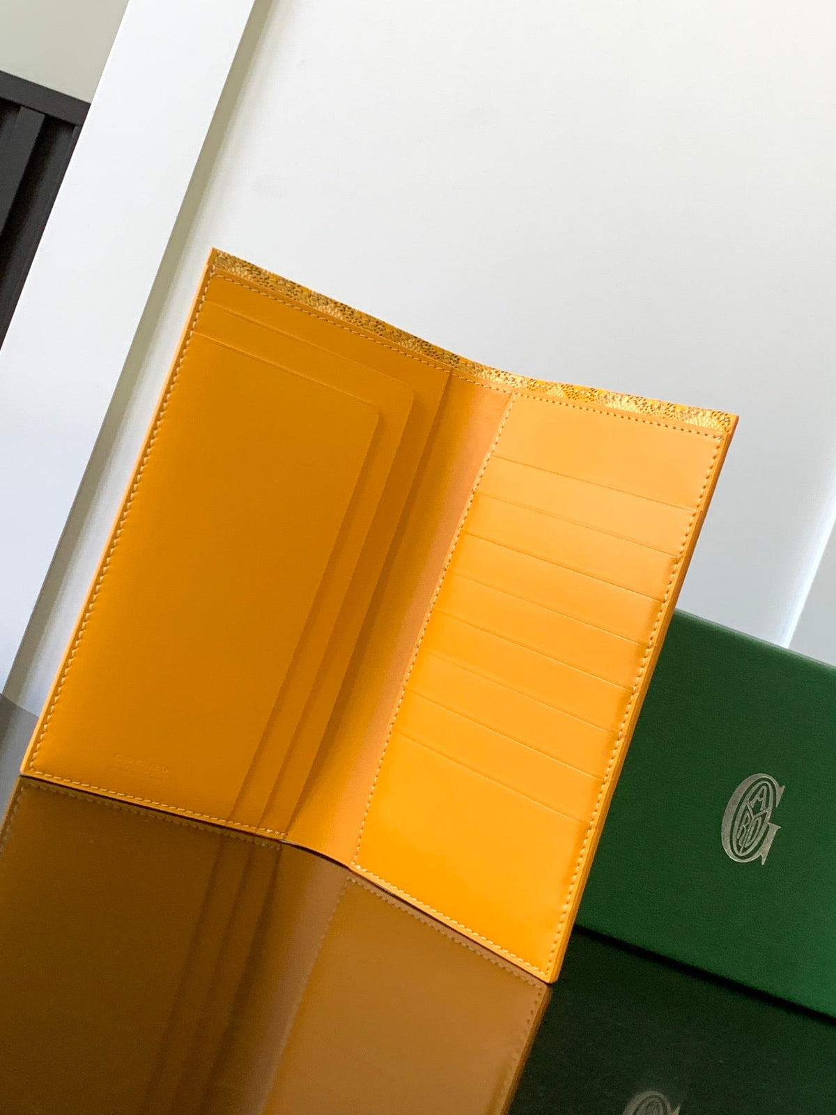 Goyard Richelieu Checkbook Wallet 19 in Yellow Goyardine Canvas and Calfskin