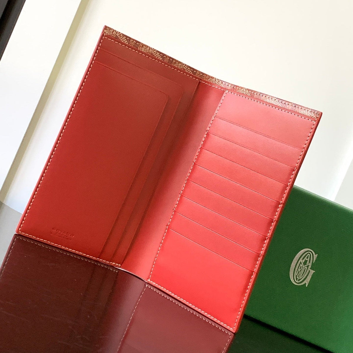 Goyard Richelieu Checkbook Wallet 19 in Persian Red Goyardine Canvas and Calfskin