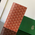 Goyard Richelieu Checkbook Wallet 19 in Persian Red Goyardine Canvas and Calfskin
