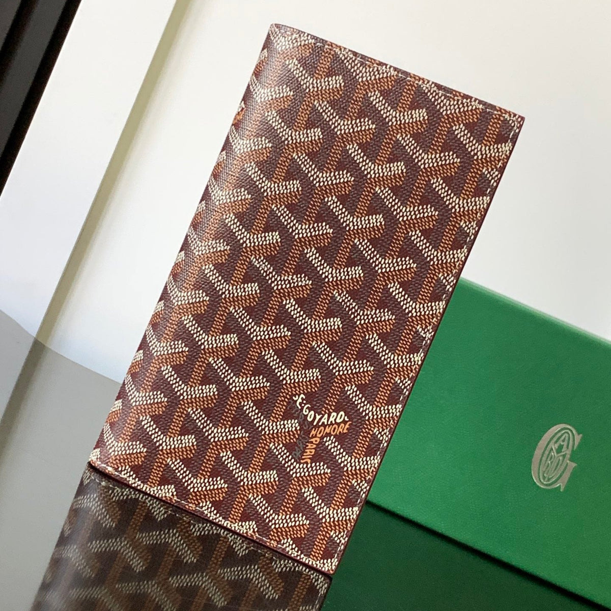 Goyard Richelieu Checkbook Wallet 19 in Burgundy Red Goyardine Canvas and Calfskin