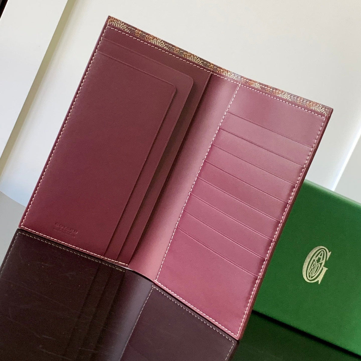 Goyard Richelieu Checkbook Wallet 19 in Burgundy Red Goyardine Canvas and Calfskin