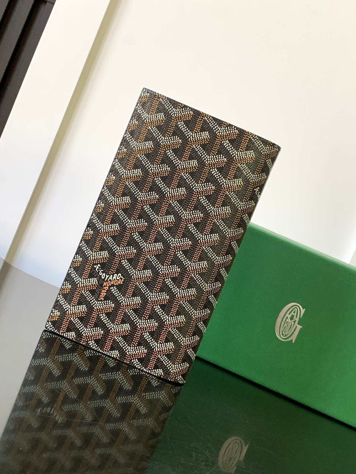 Goyard Richelieu Checkbook Wallet 19 in Brown Goyardine Canvas and Calfskin