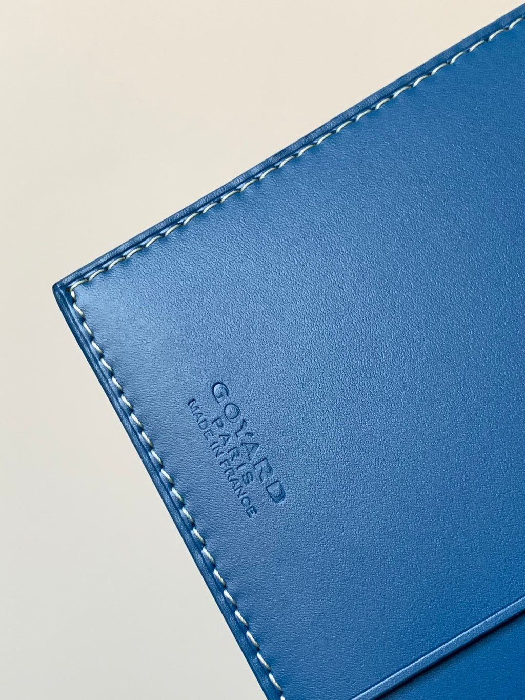 Goyard Richelieu Checkbook Wallet 19 in Sapphire Blue Goyardine Canvas and Calfskin