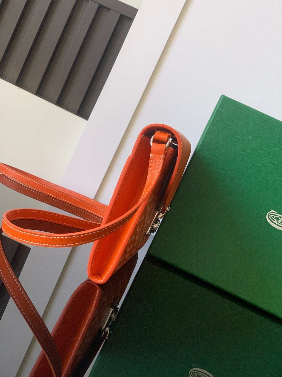 Goyard Chypre Wallet-Pouch 21 in Orange Goyardine Canvas and Calfskin