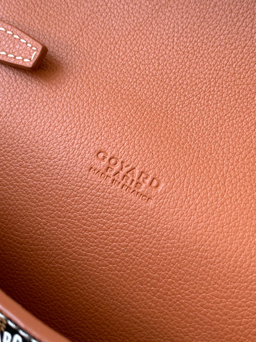 Goyard Chypre Wallet-Pouch 21 in Black Goyardine Canvas and Tan Calfskin