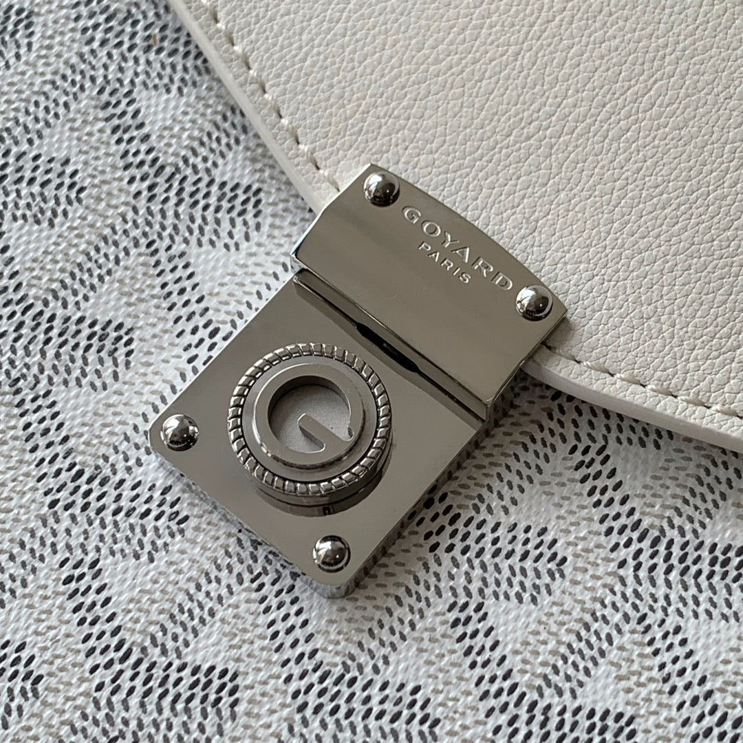Goyard Chypre Wallet-Pouch 21 in White Goyardine Canvas and Calfskin