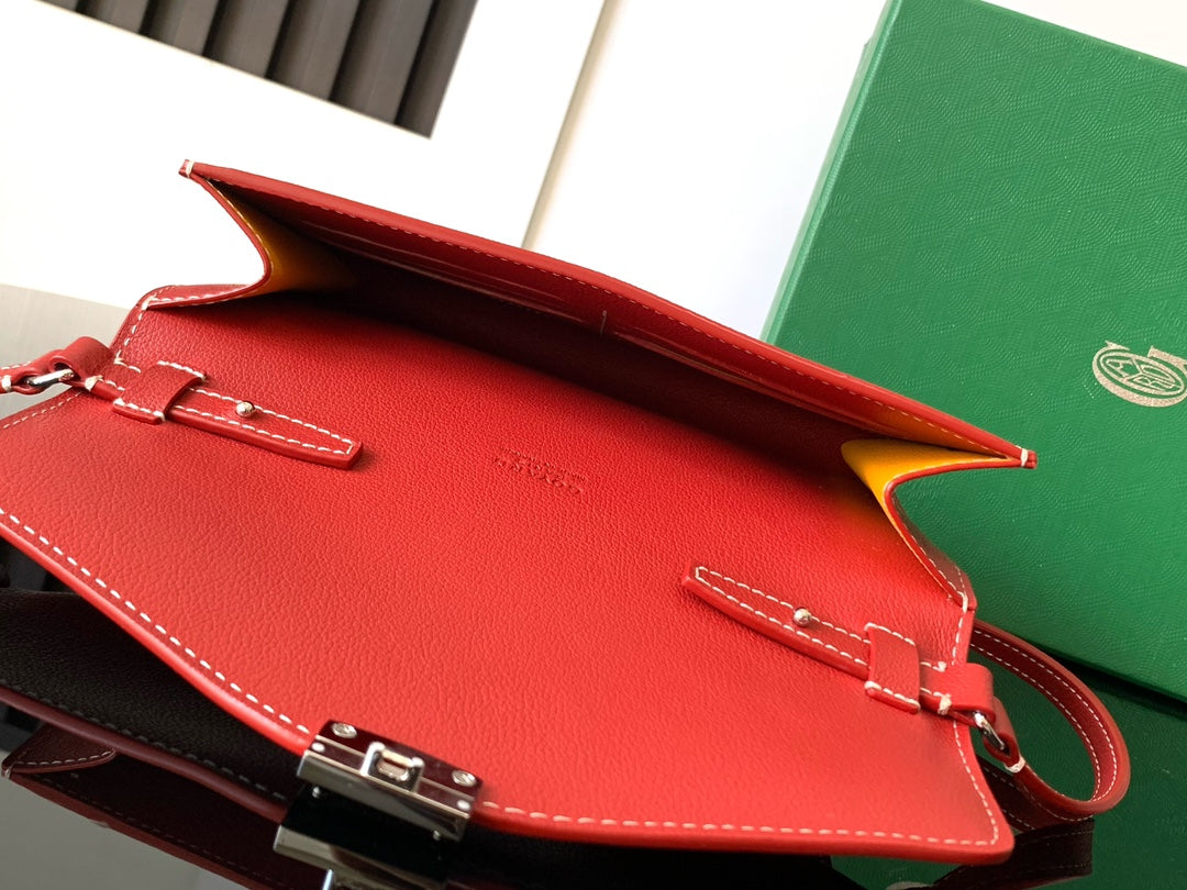 Goyard Chypre Wallet-Pouch 21 in Classic Red Goyardine Canvas and Calfskin