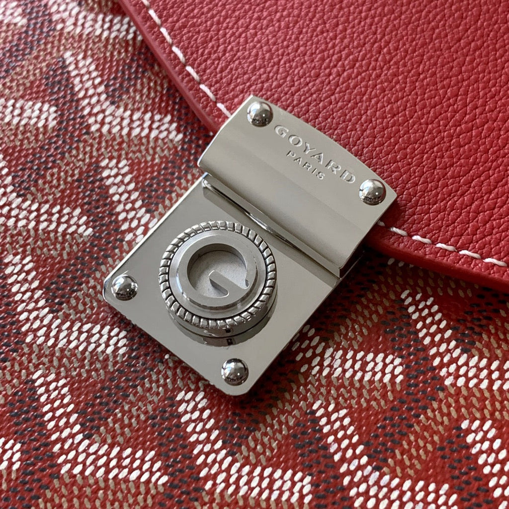 Goyard Chypre Wallet-Pouch 21 in Classic Red Goyardine Canvas and Calfskin