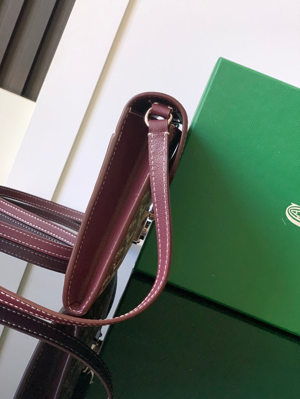 Goyard Chypre Wallet-Pouch 21 in Wine Red Goyardine Canvas and Calfskin