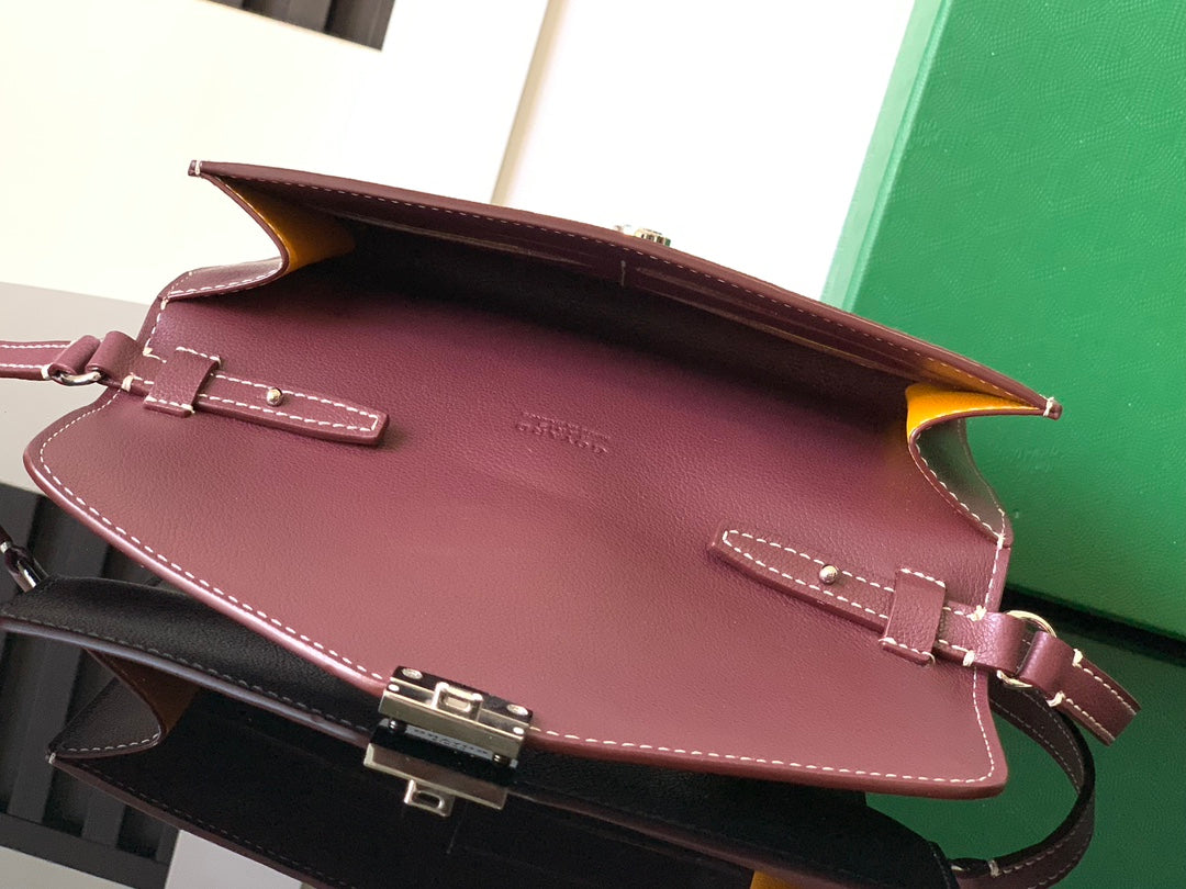 Goyard Chypre Wallet-Pouch 21 in Wine Red Goyardine Canvas and Calfskin