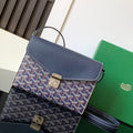 Goyard Chypre Wallet-Pouch 21 in Navy Blue Goyardine Canvas and Calfskin