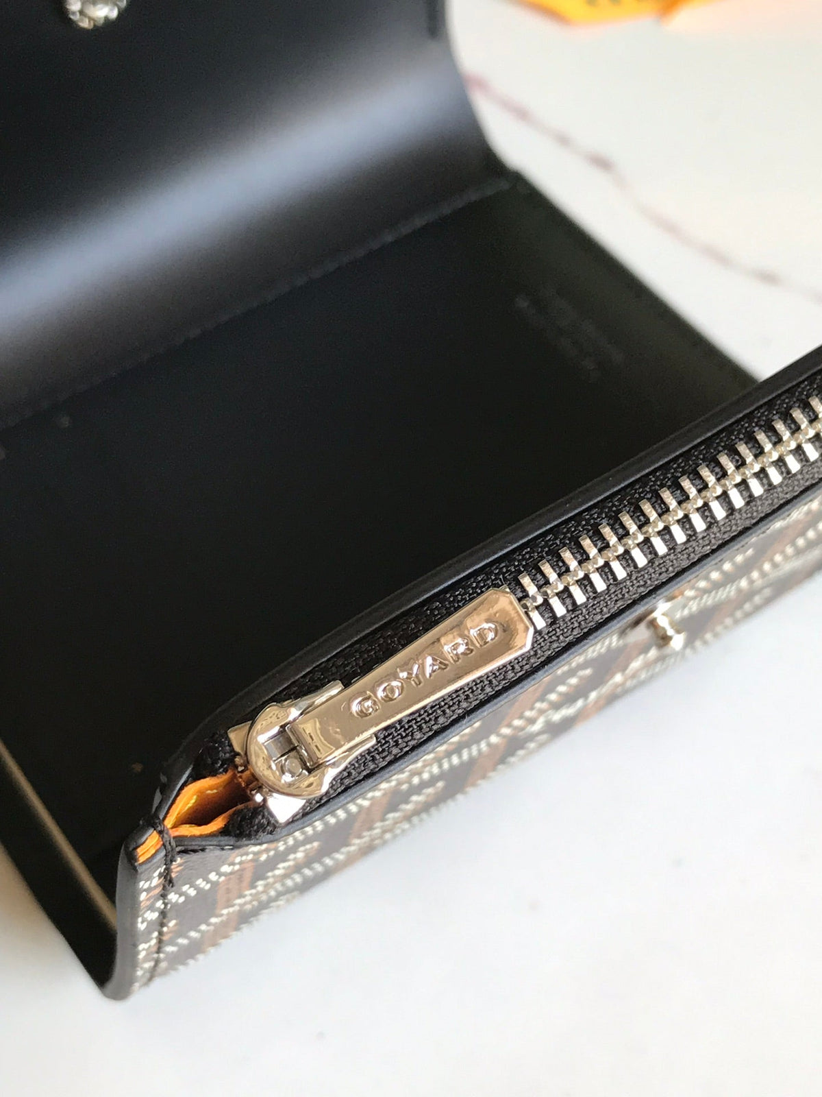 Goyard Saint-Gabriel Wallet 12 in Black Calfskin and Goyardine Canvas