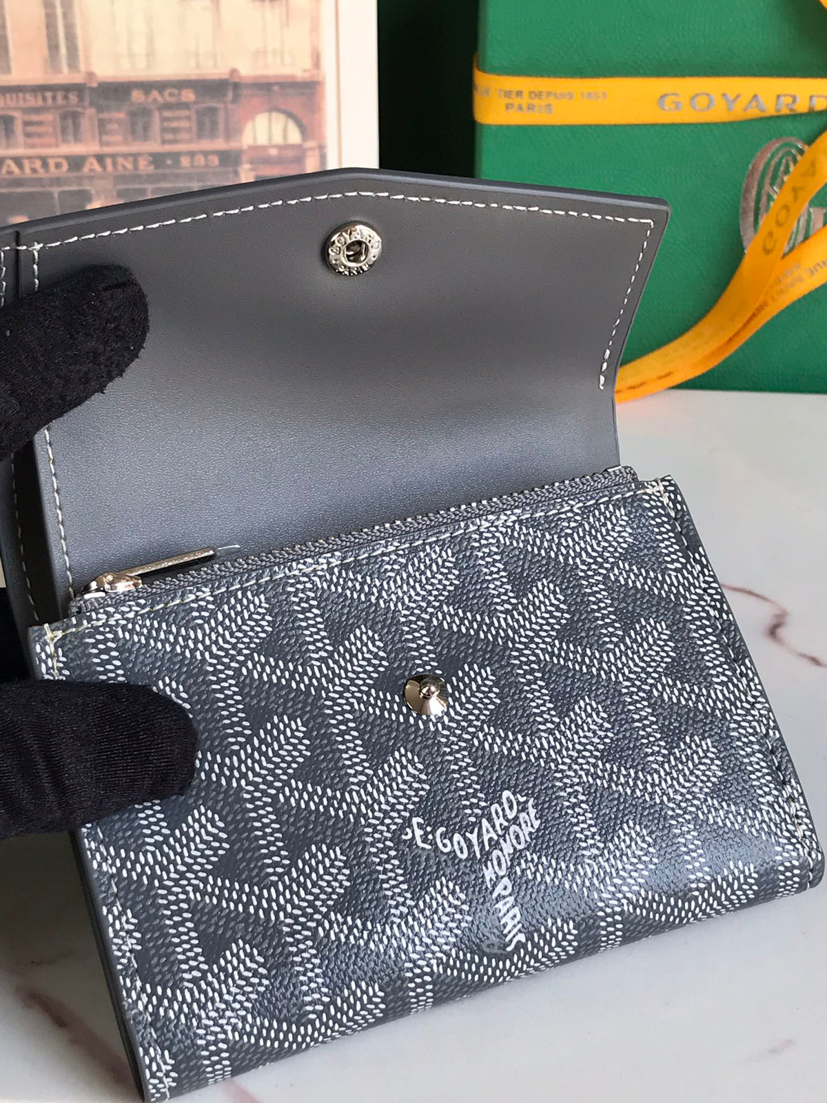 Goyard Saint-Gabriel Wallet 12 in Gray Calfskin and Goyardine Canvas