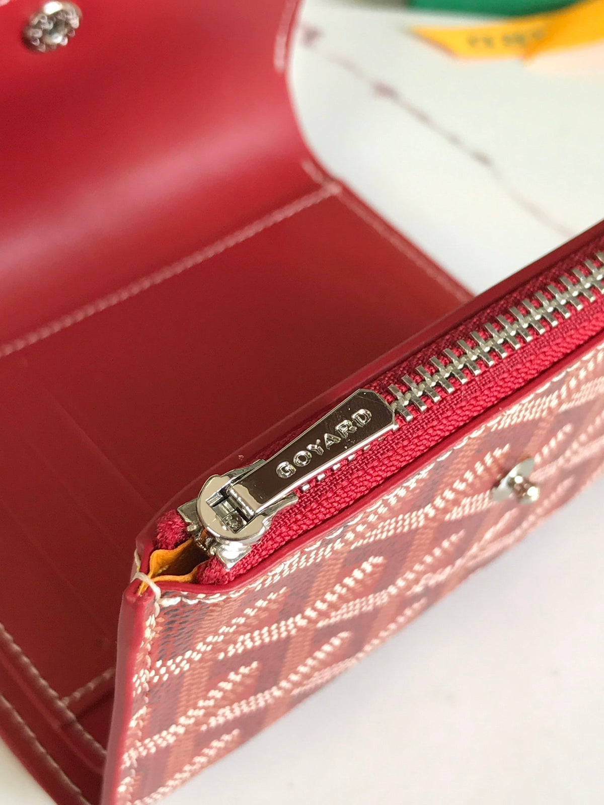 Goyard Saint-Gabriel Wallet 12 in Classic Red Calfskin and Goyardine Canvas