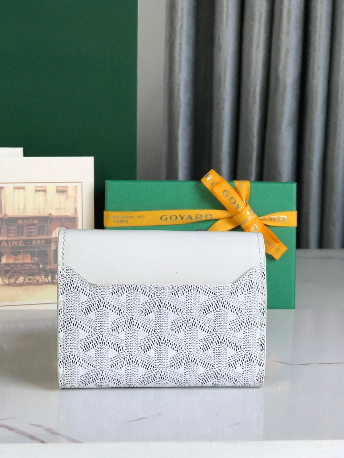 Goyard Saint-Gabriel Wallet 12 in White Calfskin and Goyardine Canvas