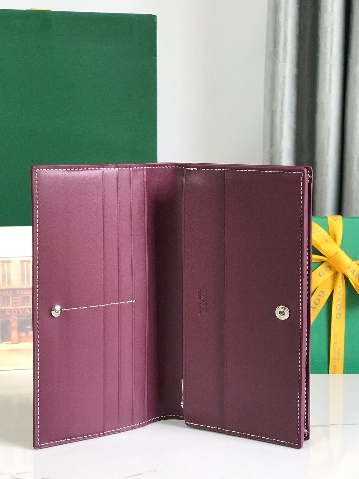 Goyard Richelieu Wallet 19 in Wine Red Goyardine Canvas