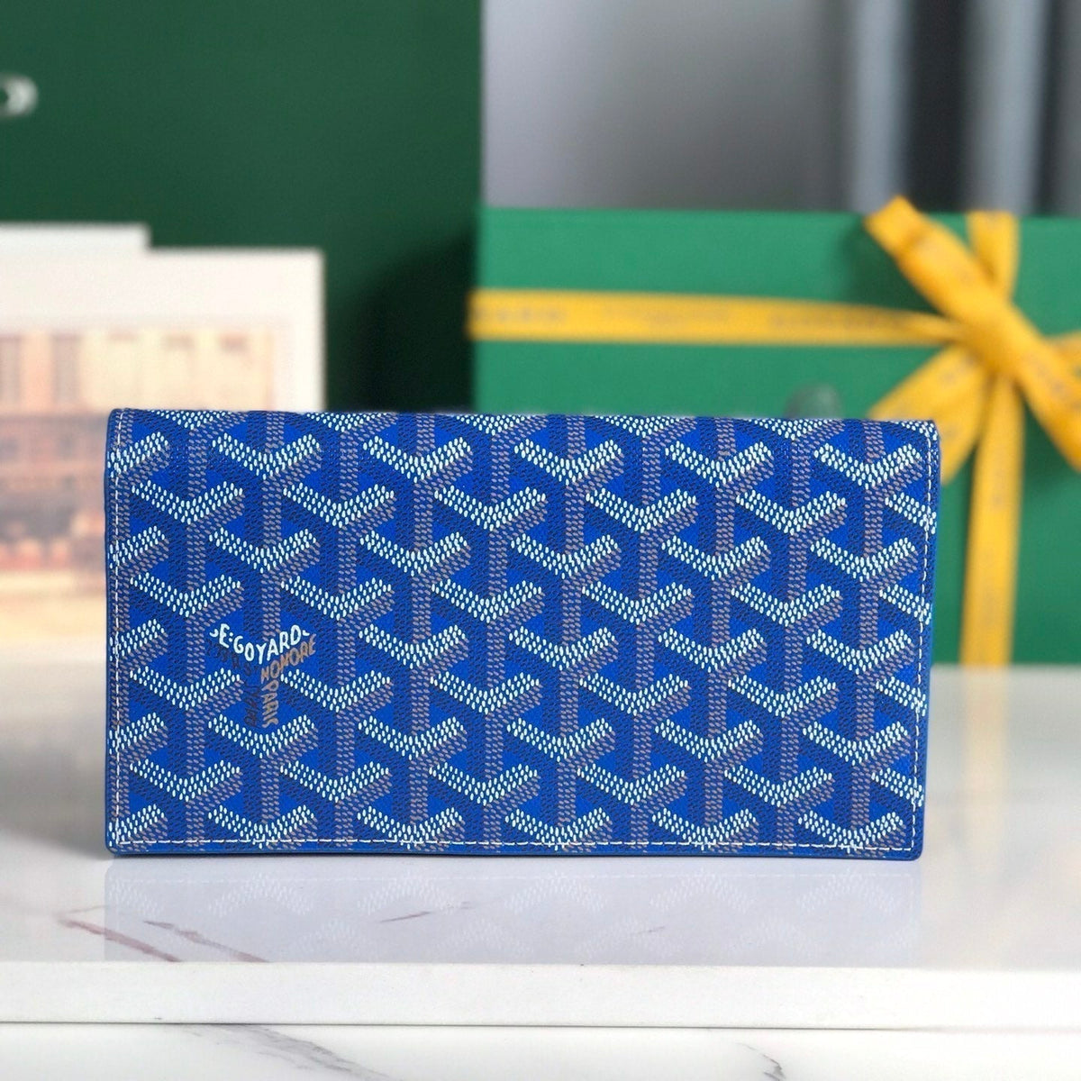Goyard Richelieu Wallet 19 in Sapphire Blue Goyardine Canvas