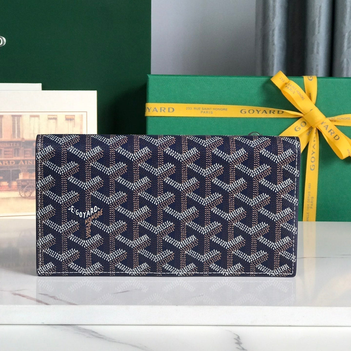 Goyard Richelieu Wallet 19 in Navy Blue Goyardine Canvas