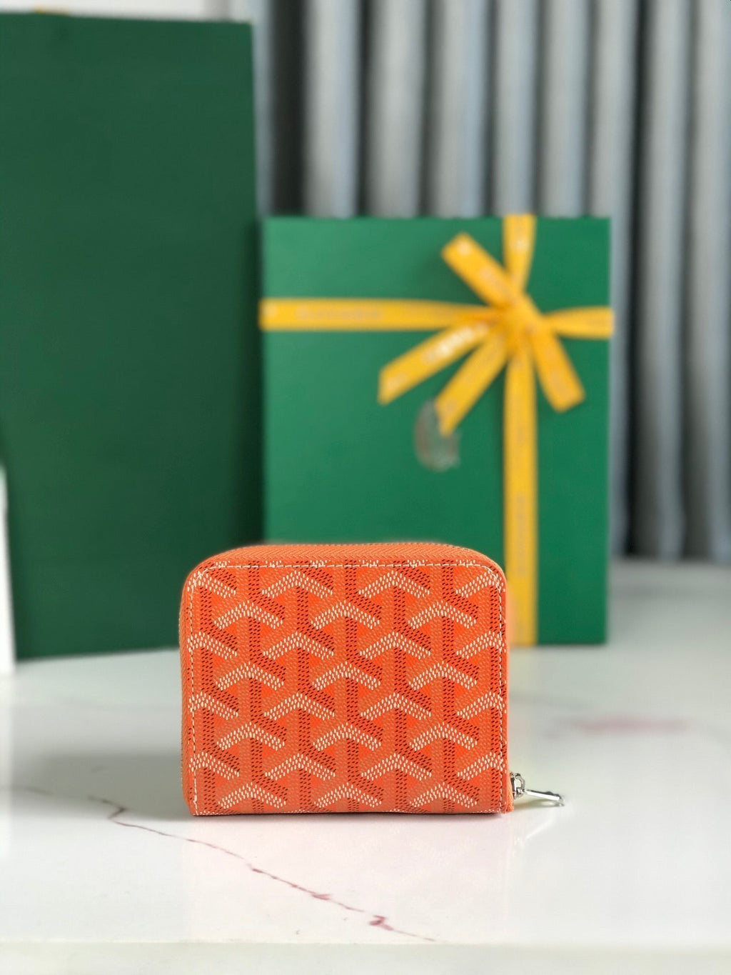 Goyard Matignon Mini Wallet 11 in Orange Goyardine Canvas and Calfskin