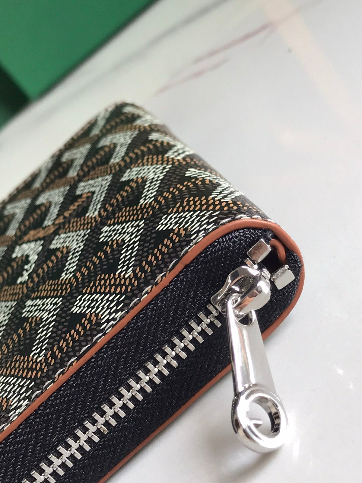Goyard Matignon Mini Wallet 11 in Black Goyardine Canvas and Tan Calfskin