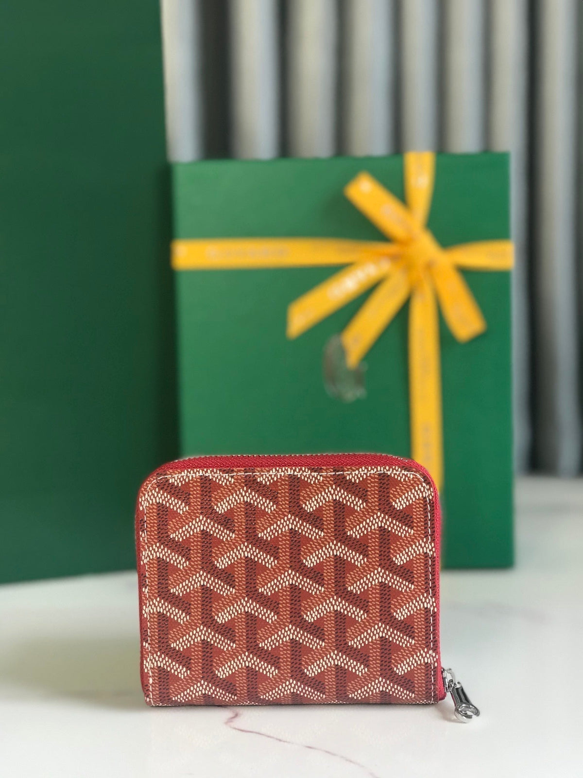 Goyard Matignon Mini Wallet 11 in Classic Red Goyardine Canvas and Calfskin