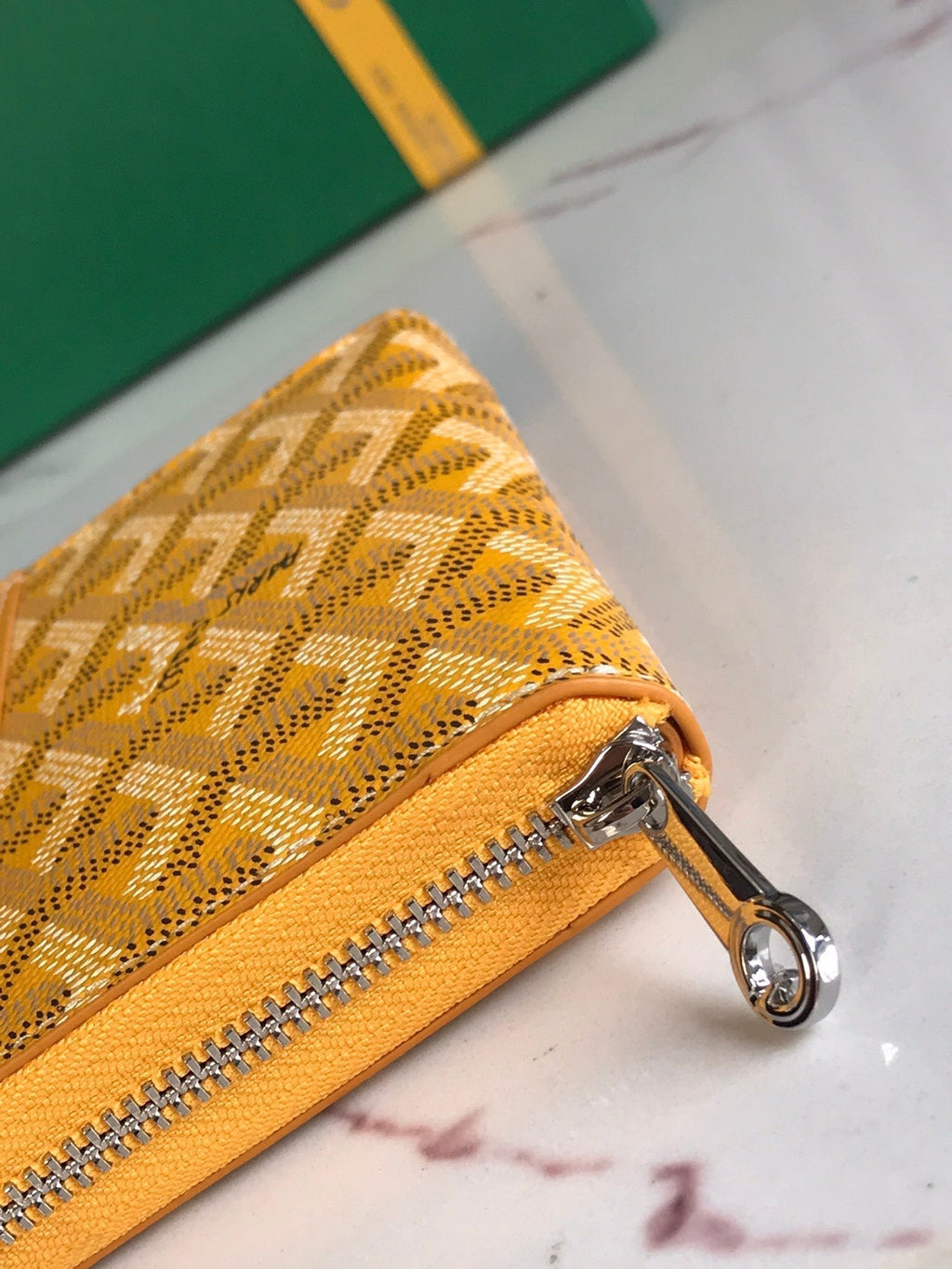 Goyard Matignon Mini Wallet 11 in Yellow Goyardine Canvas and Calfskin