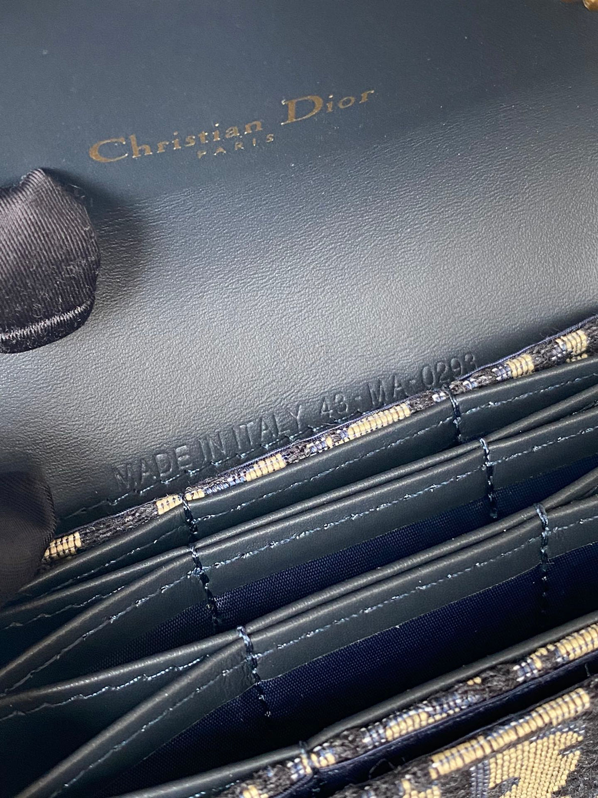 Dior Saddle Lotus Wallet 11 in Black Monogram Oblique Jacquard