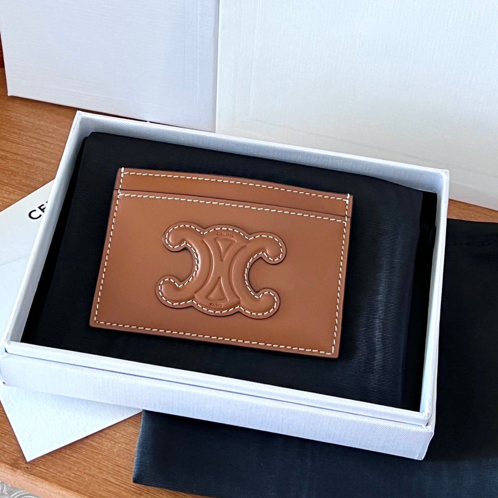 Celine 25S Card Holder Cuir Triomphe 11 in Brown Shiny Calfskin