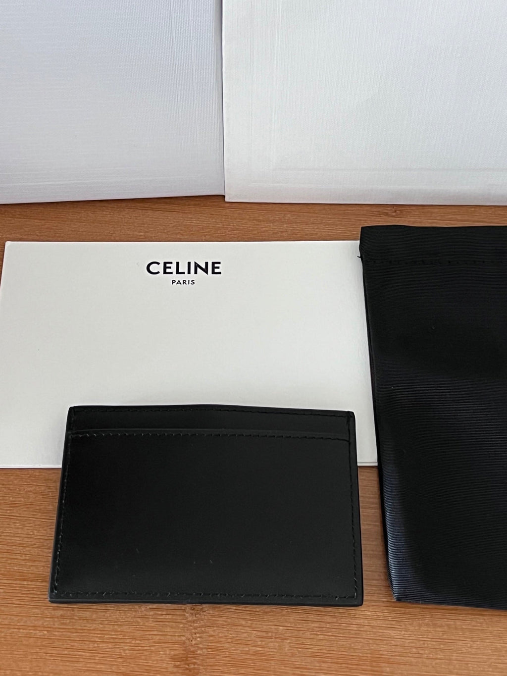 Celine 25S Card Holder Cuir Triomphe 11 in Black Shiny Calfskin