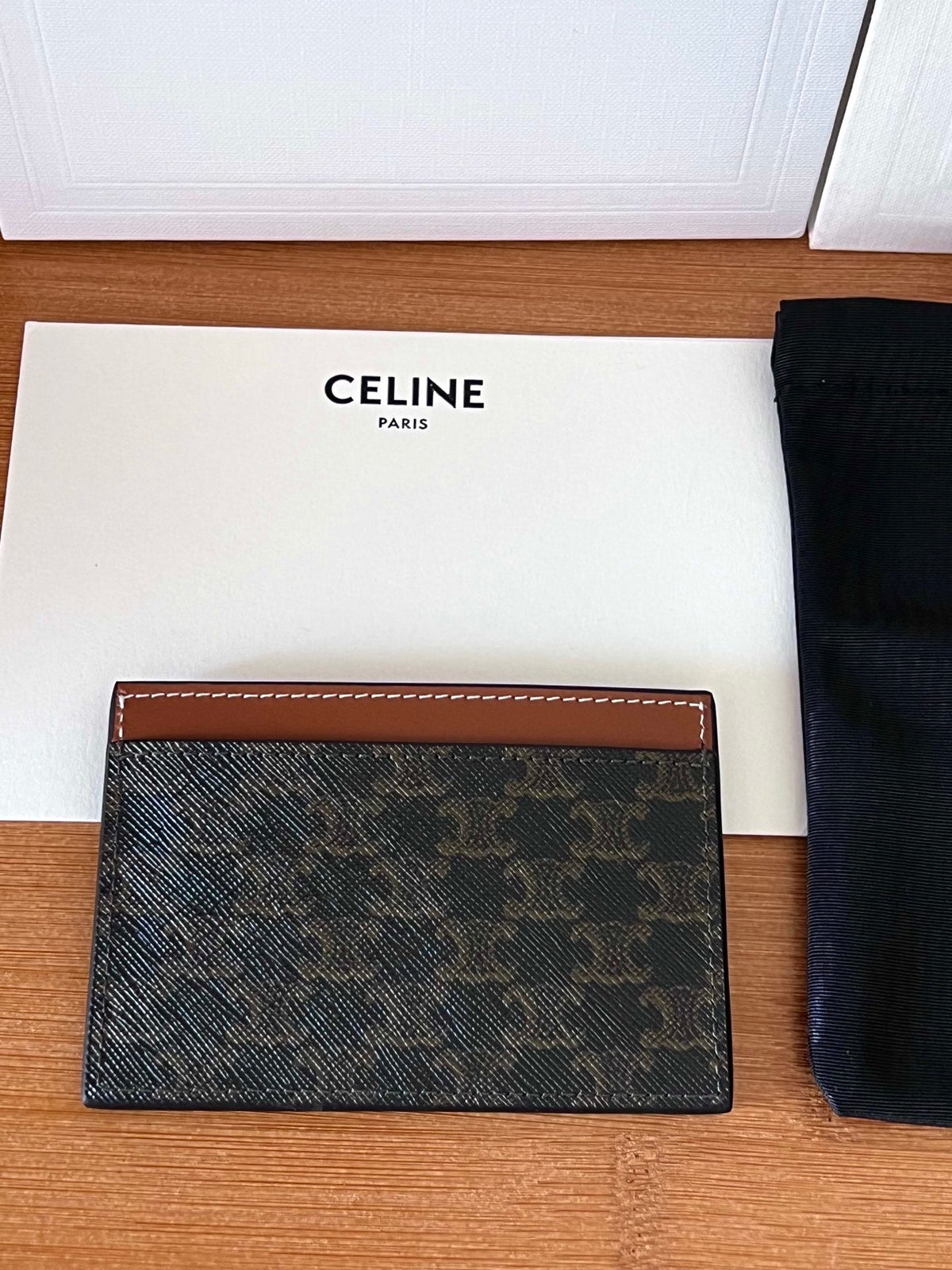 Celine 25S Card Holder 10 in Brown Triomphe Canvas with Print