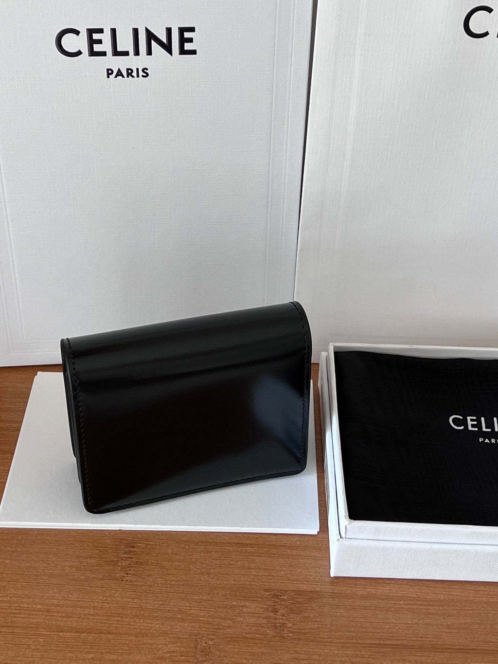 Celine 25S Business Card Holder 10 in Black Triomphe Canvas and Calfskin